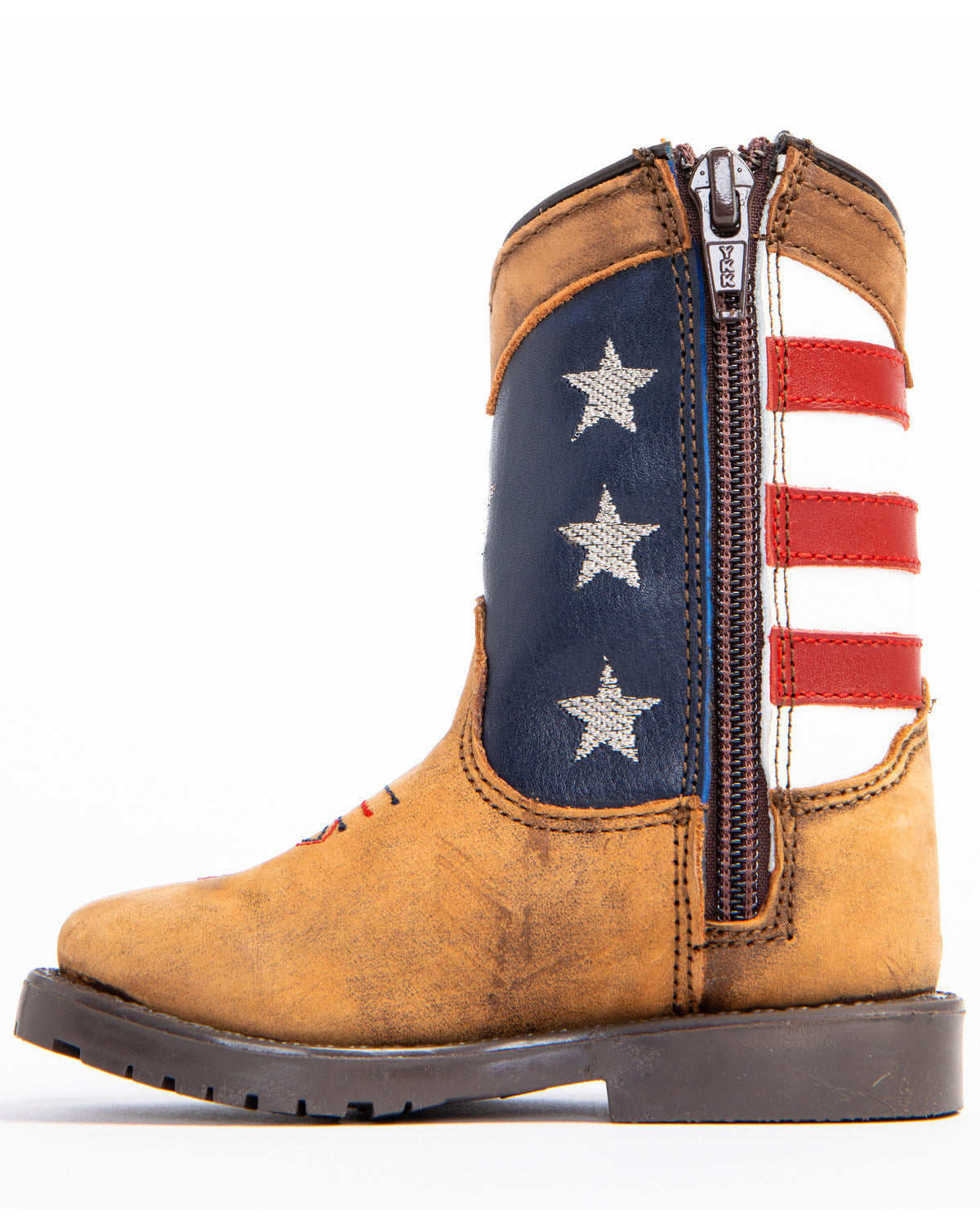 Toddler Boys' USA Flag Western Boots - Broad Square Toe Brown