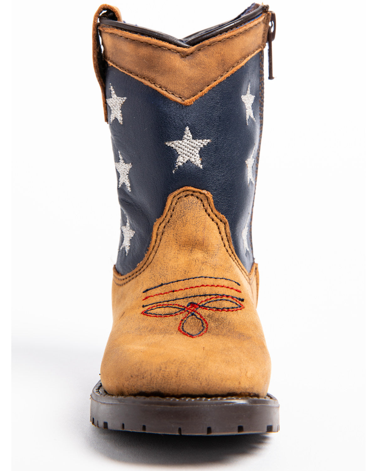 Toddler Boys' USA Flag Western Boots - Broad Square Toe Brown