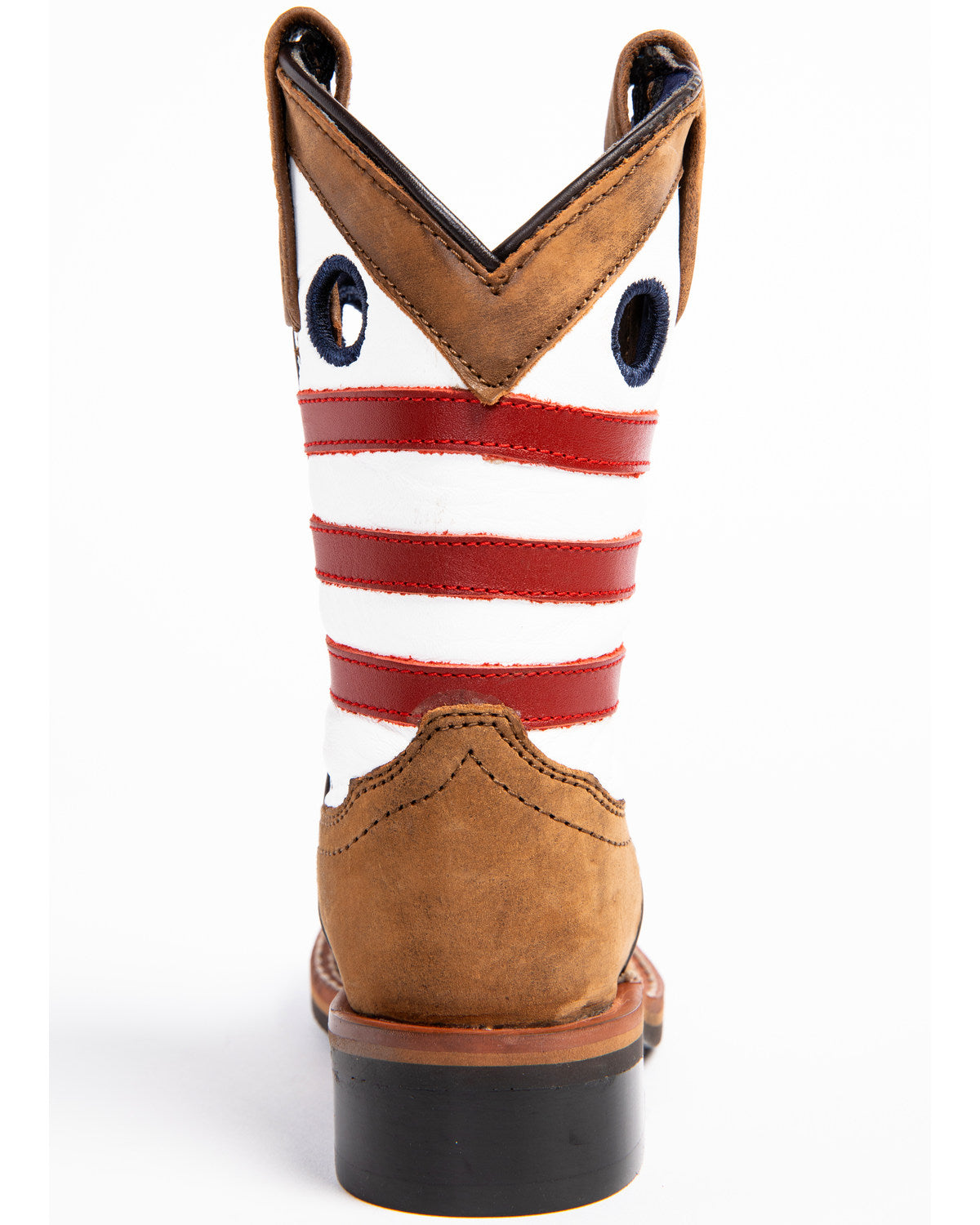 Boys' USA Flag Western Boots - Broad Square Toe Brown
