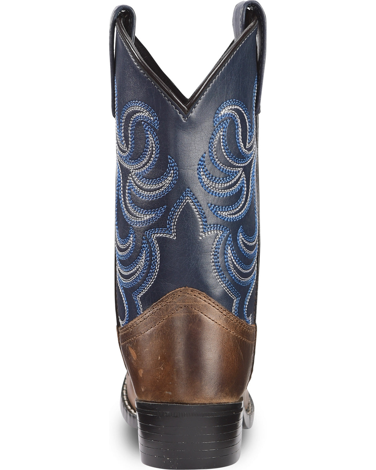 Boys' Holt Two-Tone Embroidered Western Boots - Round Toe Brown