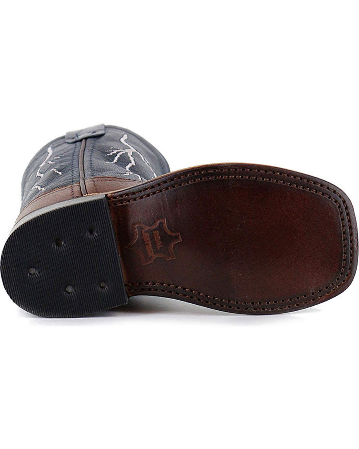 Boys' Lightening Embroidered Western Boots - Square Toe Brown