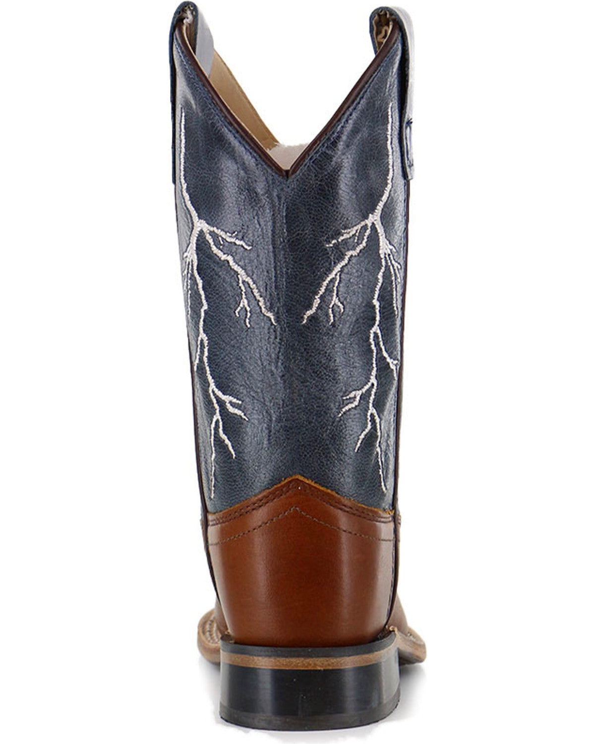 Boys' Lightening Embroidered Western Boots - Square Toe Brown