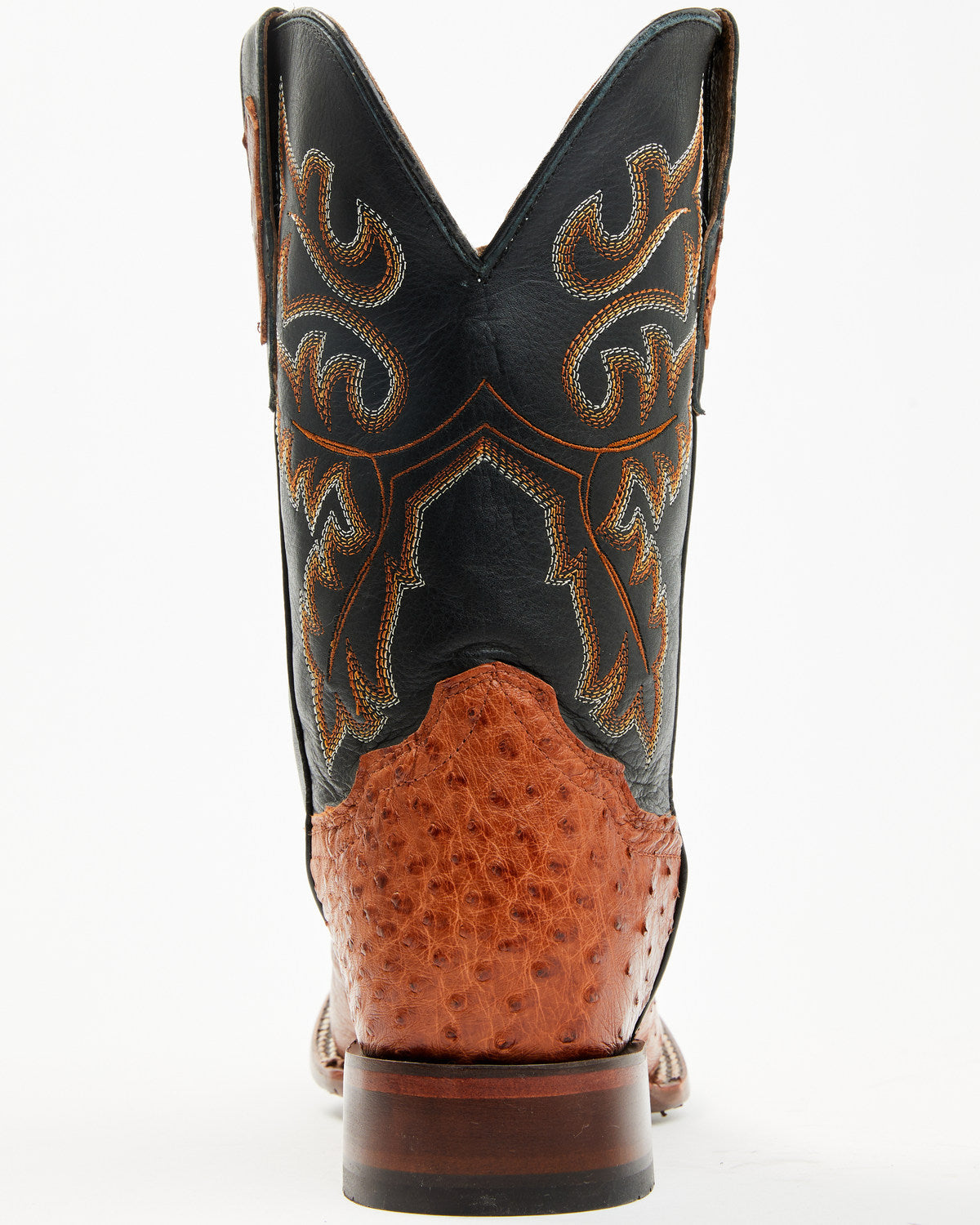 Men's Exotic Ostrich Western Boots - Broad Square Toe Cognac