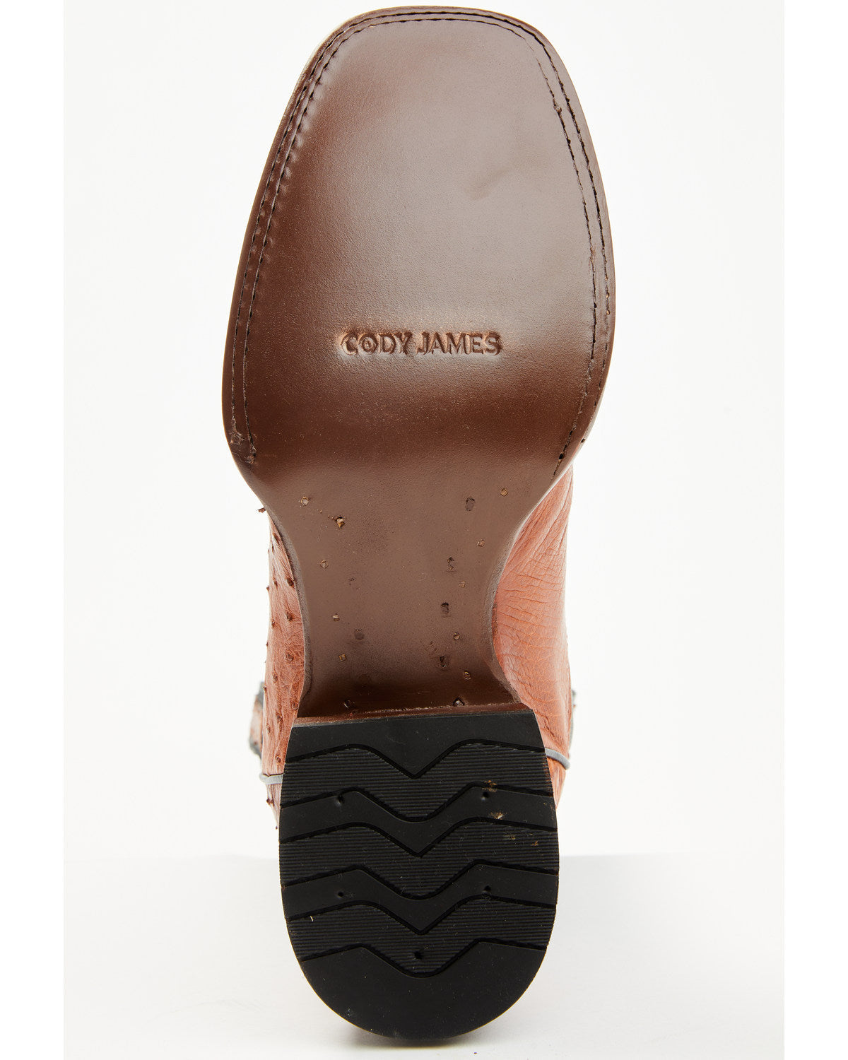 Men's Exotic Ostrich Western Boots - Broad Square Toe Cognac