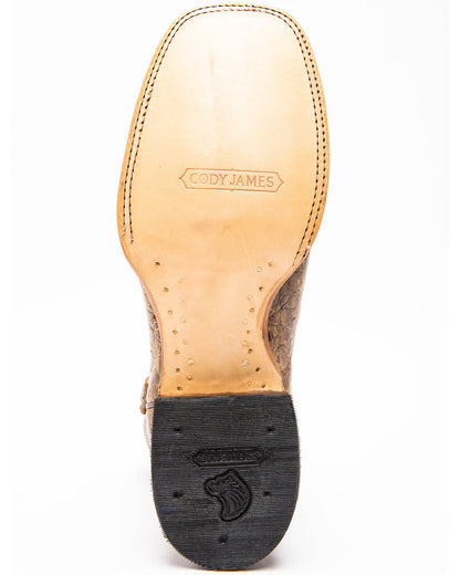 Men's Caiman Belly Western Boots - Broad Square Toe Brown