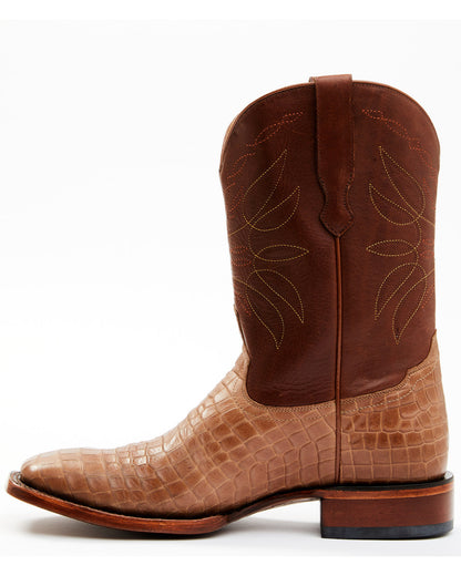 Men's Western Boots - Broad Square Toe Brown