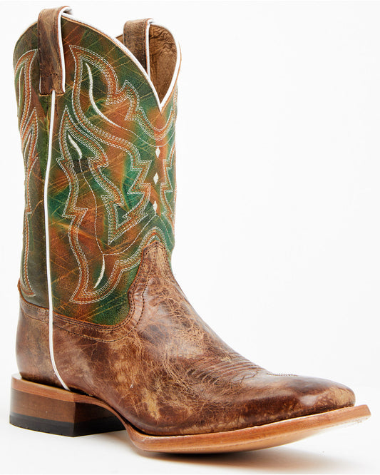 Men's Road Western Boots - Broad Square Toe Brown