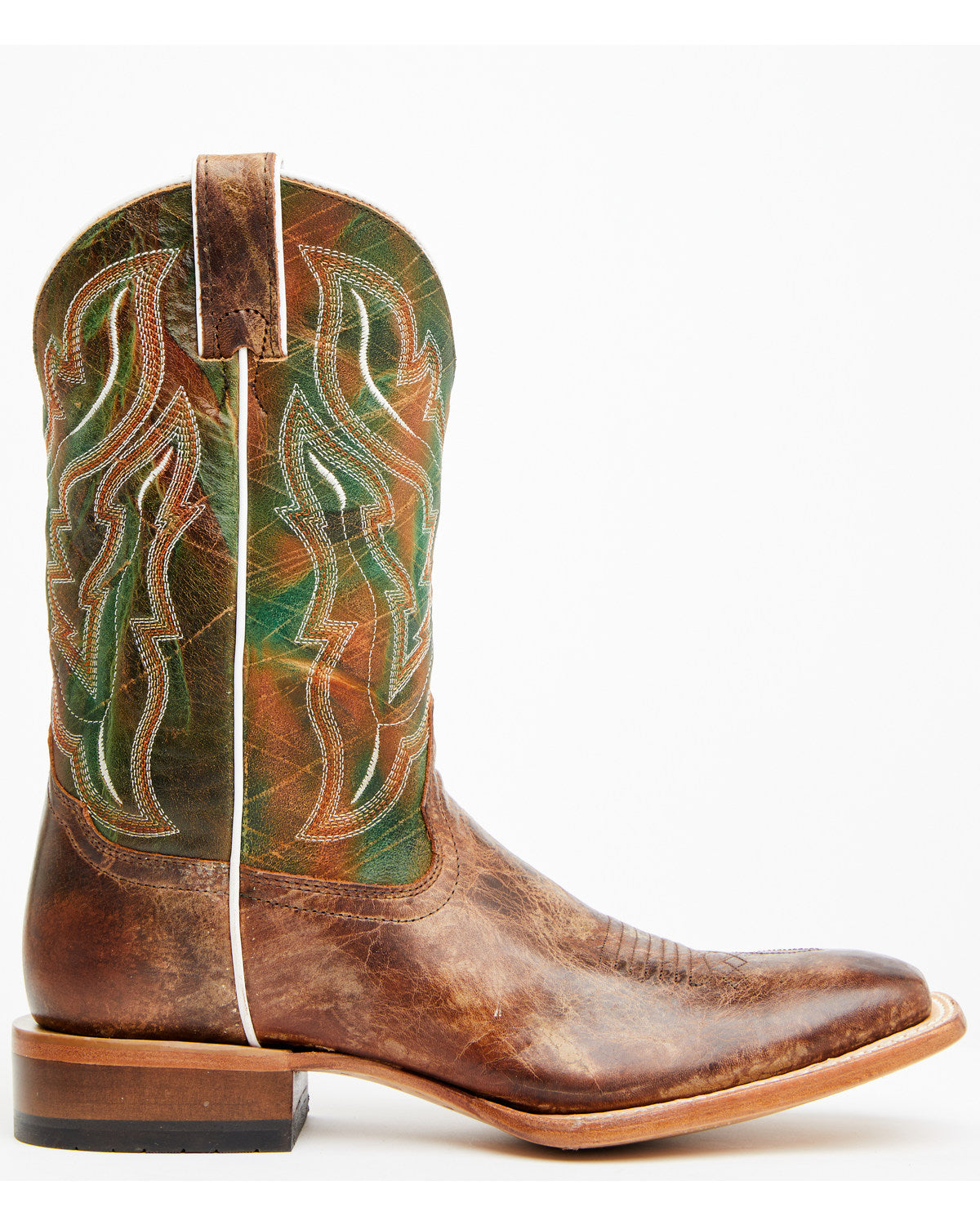 Men's Road Western Boots - Broad Square Toe Brown