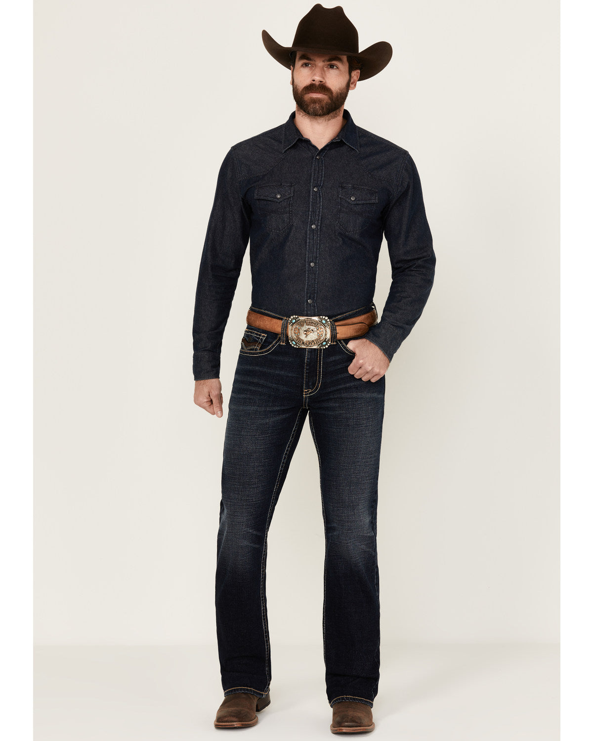 Men's Night Ranger Wash Wyatt Slim Bootcut Stretch Denim Je Dark Wash