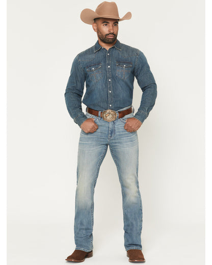 Men's Rattler Wash Wyatt Slim Bootcut Stretch Denim Jeans Medium Wash