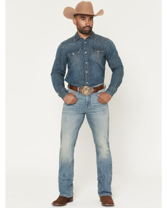 Men's Rattler Wash Wyatt Slim Bootcut Stretch Denim Jeans Medium Wash
