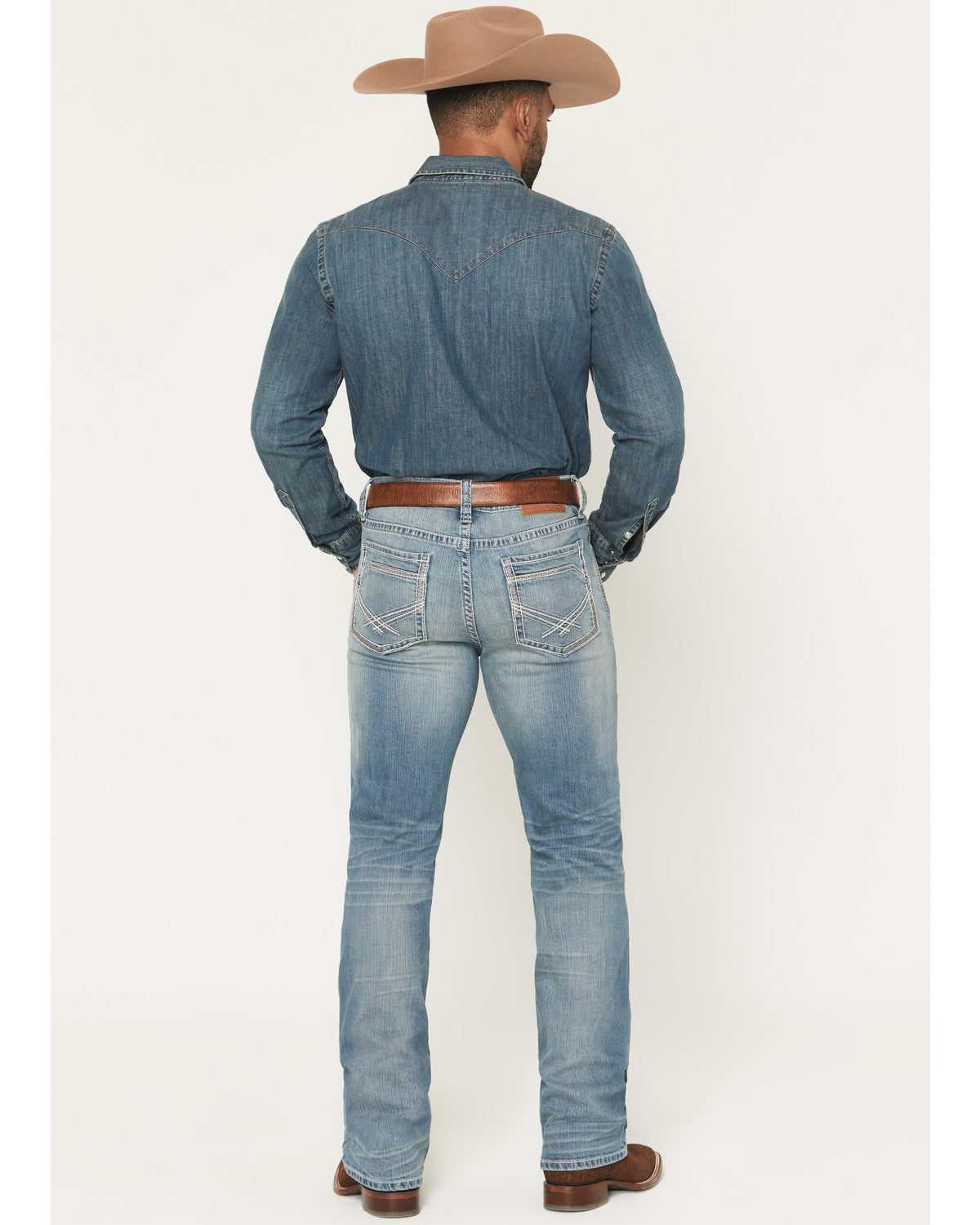 Men's Rattler Wash Wyatt Slim Bootcut Stretch Denim Jeans Medium Wash