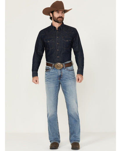 Men's Highland Wash Wyatt Slim Bootcut Stretch Denim Jeans Light Wash