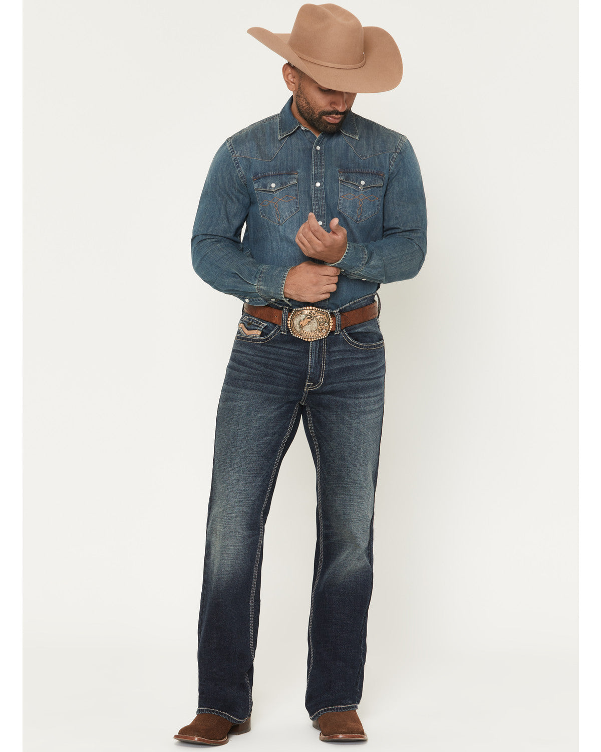 Men's Segundo Wash Duke Relaxed Bootcut Stretch Denim Jeans Dark Wash
