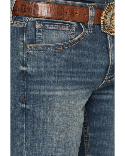 Men's Grullo Wash Wyatt Slim Bootcut Stretch Denim Jeans Dark Wash
