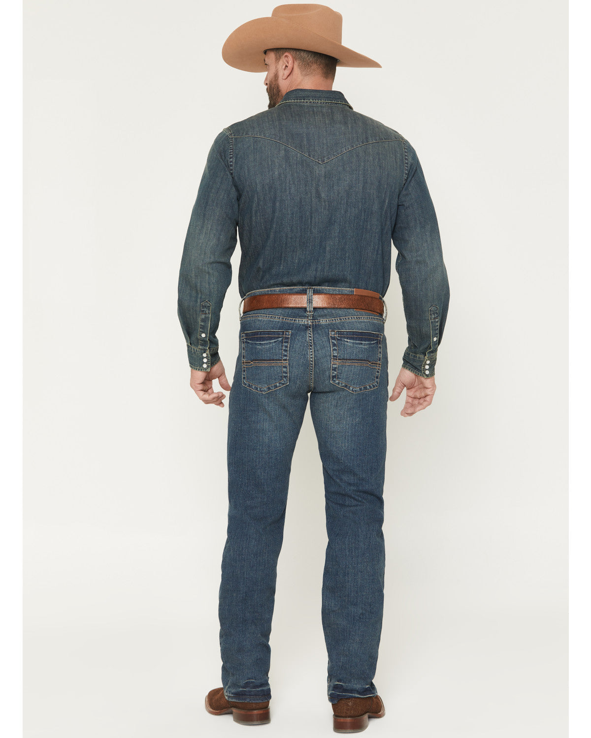 Men's Grullo Wash Wyatt Slim Bootcut Stretch Denim Jeans Dark Wash