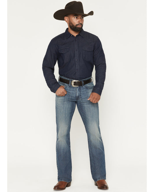 Men's Texas Wash Wyatt Slim Bootcut Stretch Denim Jeans Dark Wash