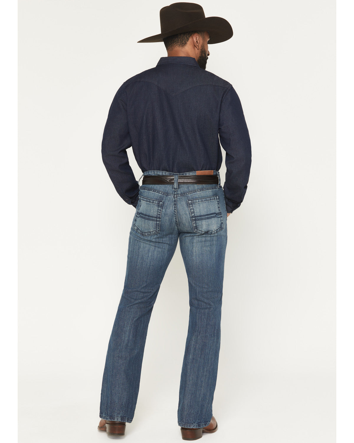 Men's Texas Wash Wyatt Slim Bootcut Stretch Denim Jeans Dark Wash