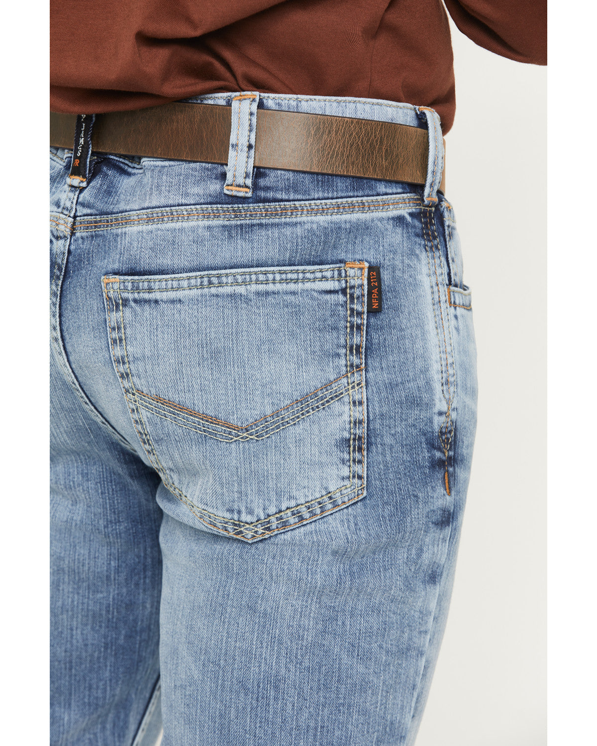 Men's FR Clover Leaf Wash Slim Straight Stretch Denim Jeans Light Wash