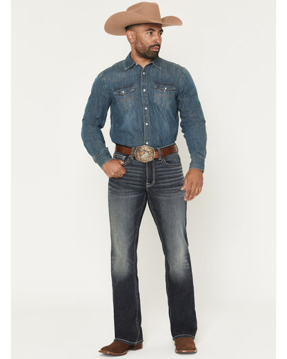 Men's Cayanne Wash Duke Relaxed Bootcut Stretch Denim Jeans Dark Wash