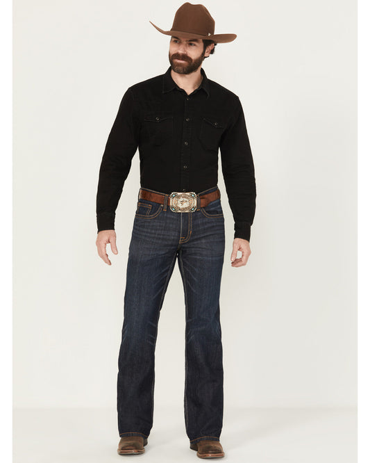 Men's Night Hawk Wash Duke Relaxed Bootcut Stretch Denim Je Dark Wash