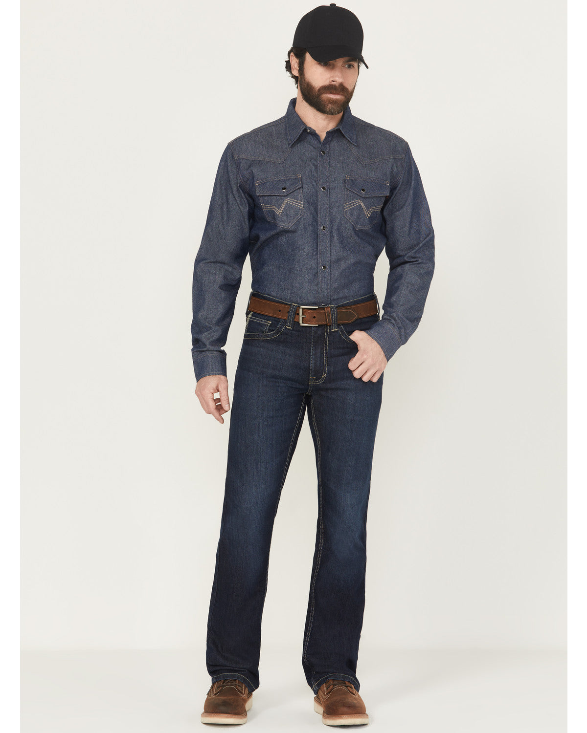 Men's FR Dark Wash Slim Bootcut Stretch Denim Work Jeans Dark Wash