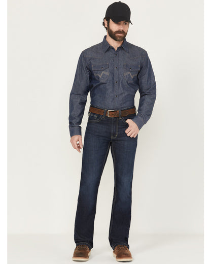 Men's FR Dark Wash Slim Bootcut Stretch Denim Work Jeans Dark Wash