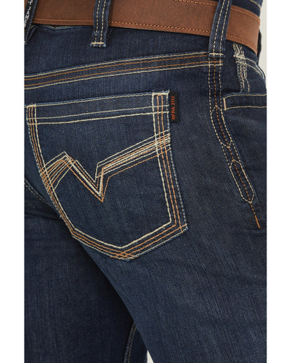 Men's FR Dark Wash Slim Bootcut Stretch Denim Work Jeans Dark Wash