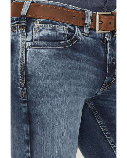 Men's FR Medium Wash Slim Bootcut Stretch Denim Work Jeans Medium Wash