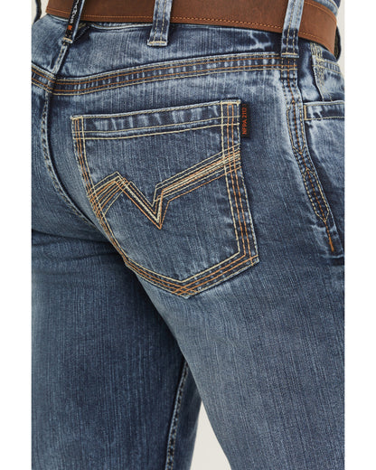 Men's FR Medium Wash Slim Bootcut Stretch Denim Work Jeans Medium Wash