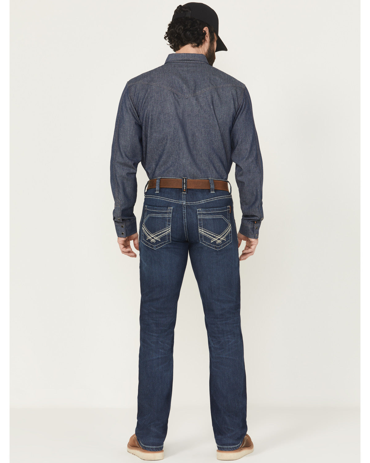 Men's FR Medium Wash Slim Straight Stretch Denim Work Jeans Medium Wash