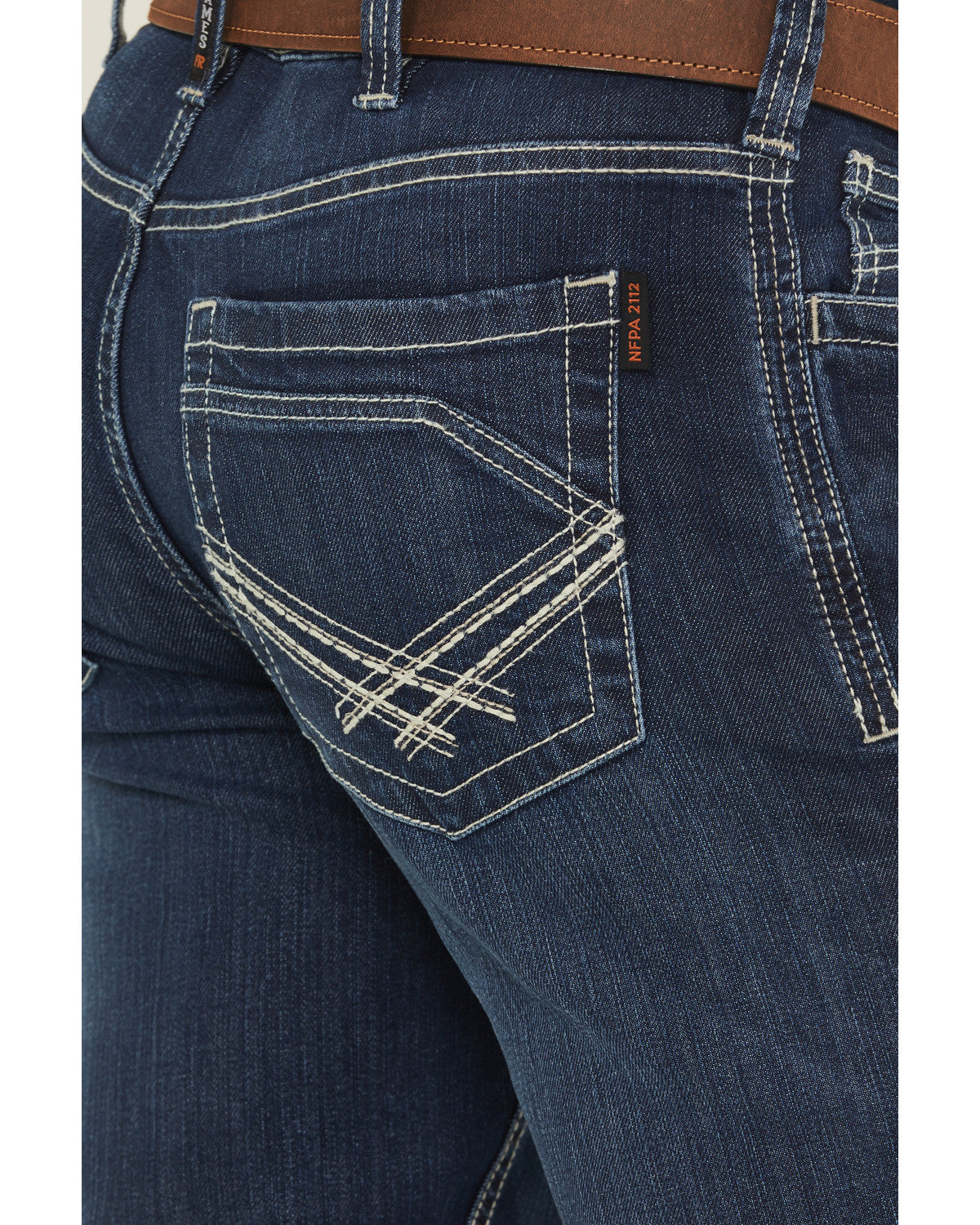 Men's FR Medium Wash Slim Straight Stretch Denim Work Jeans Medium Wash