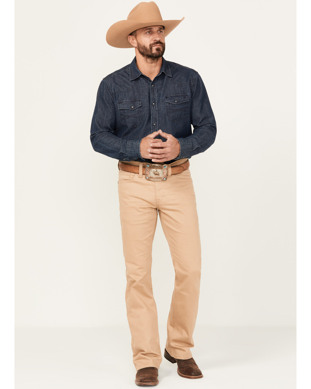 Men's Dalton Wash Wyatt Slim Bootcut Stretch Denim Jeans Tan