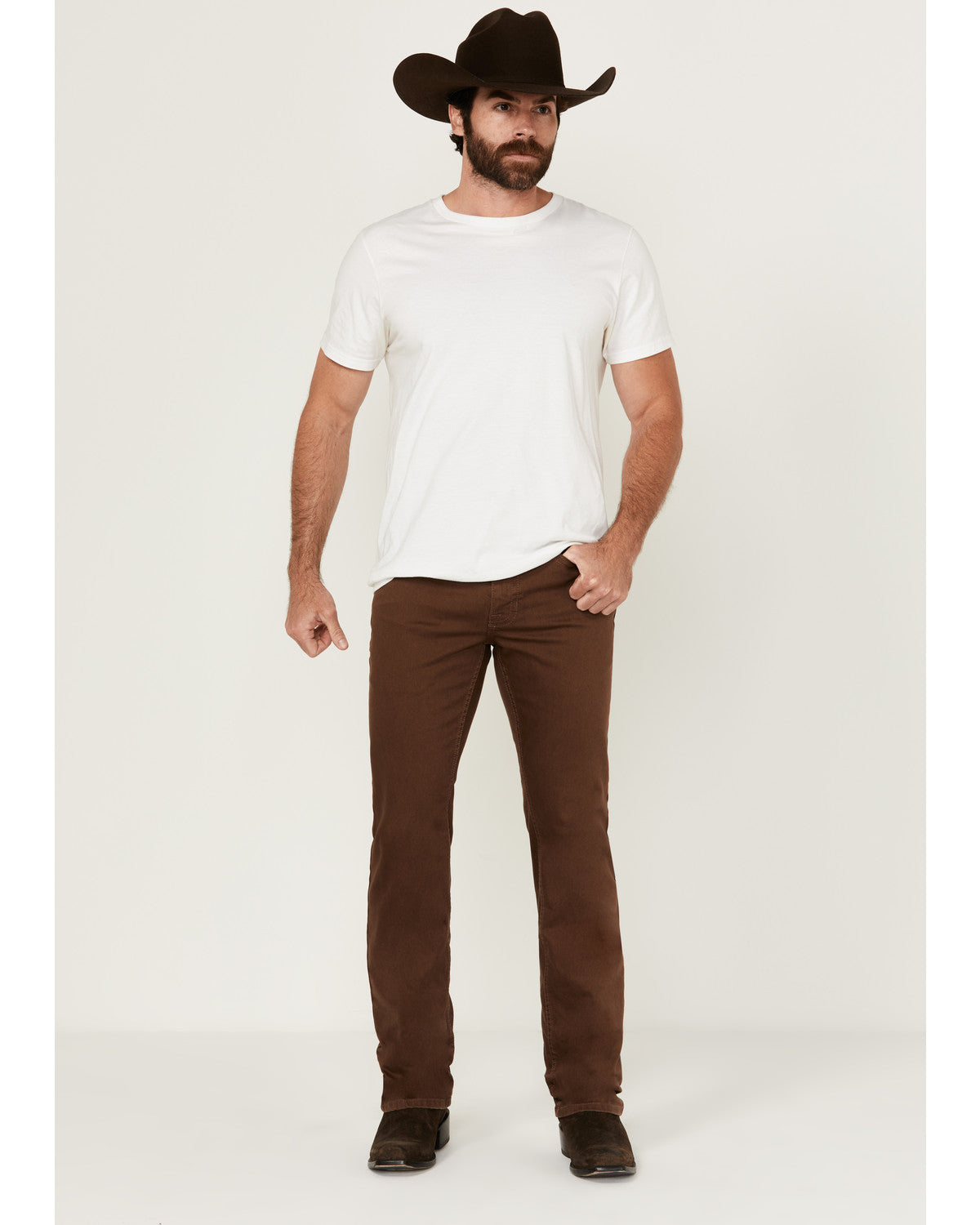 Men's Canyon Wash Jackson Slim Straight Stretch Denim Jeans Dark Brown