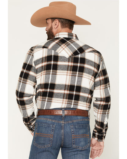 Men's Standard Issue Plaid Print Long Sleeve Snap Flannel S Black