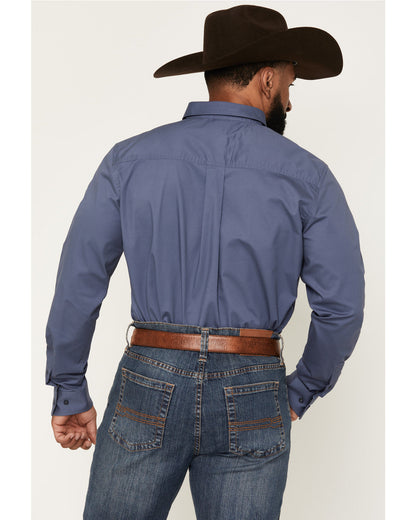 Men's Solid Long Sleeve Button-Down Stretch Western Shirt - Slate