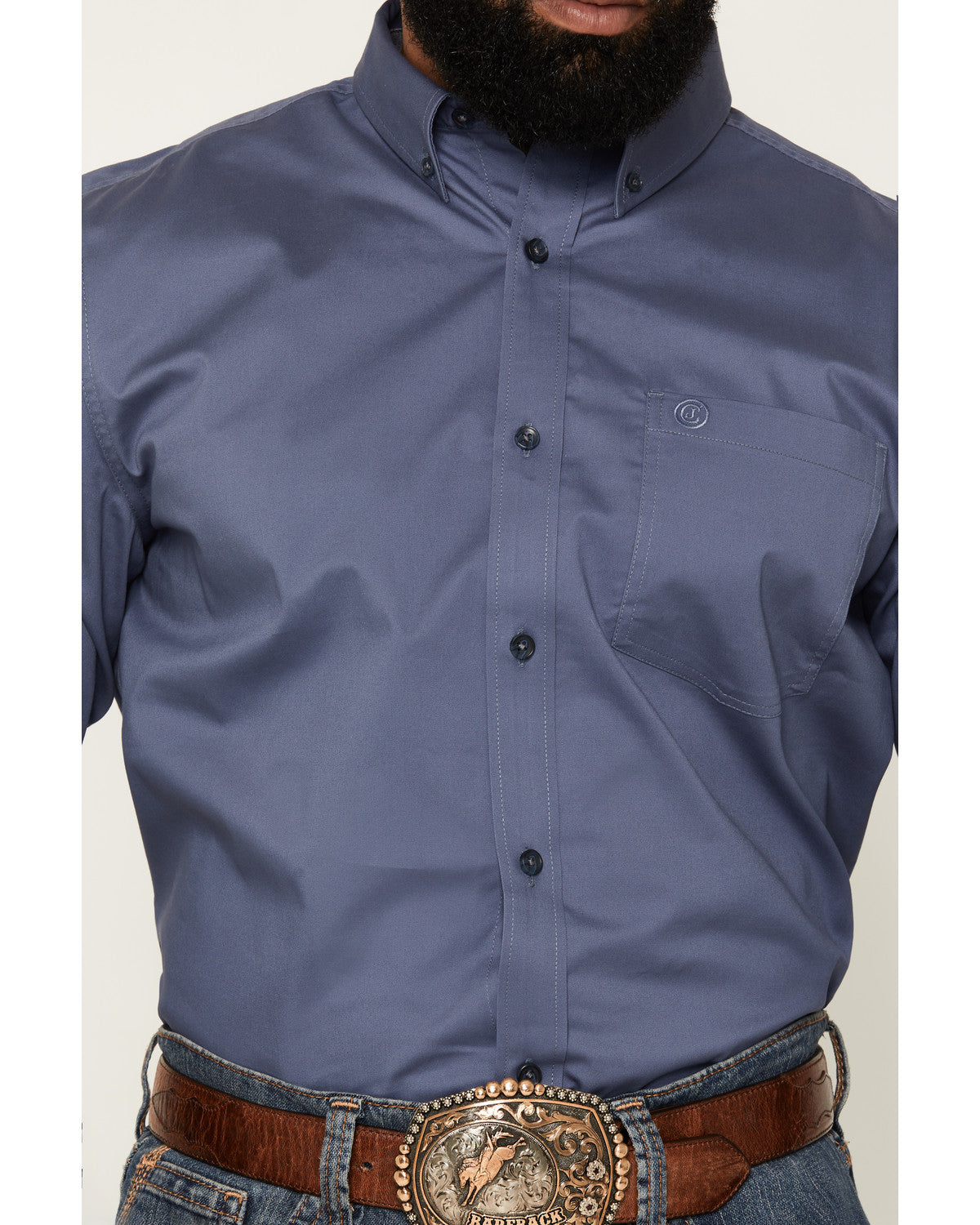 Men's Solid Long Sleeve Button-Down Stretch Western Shirt - Slate