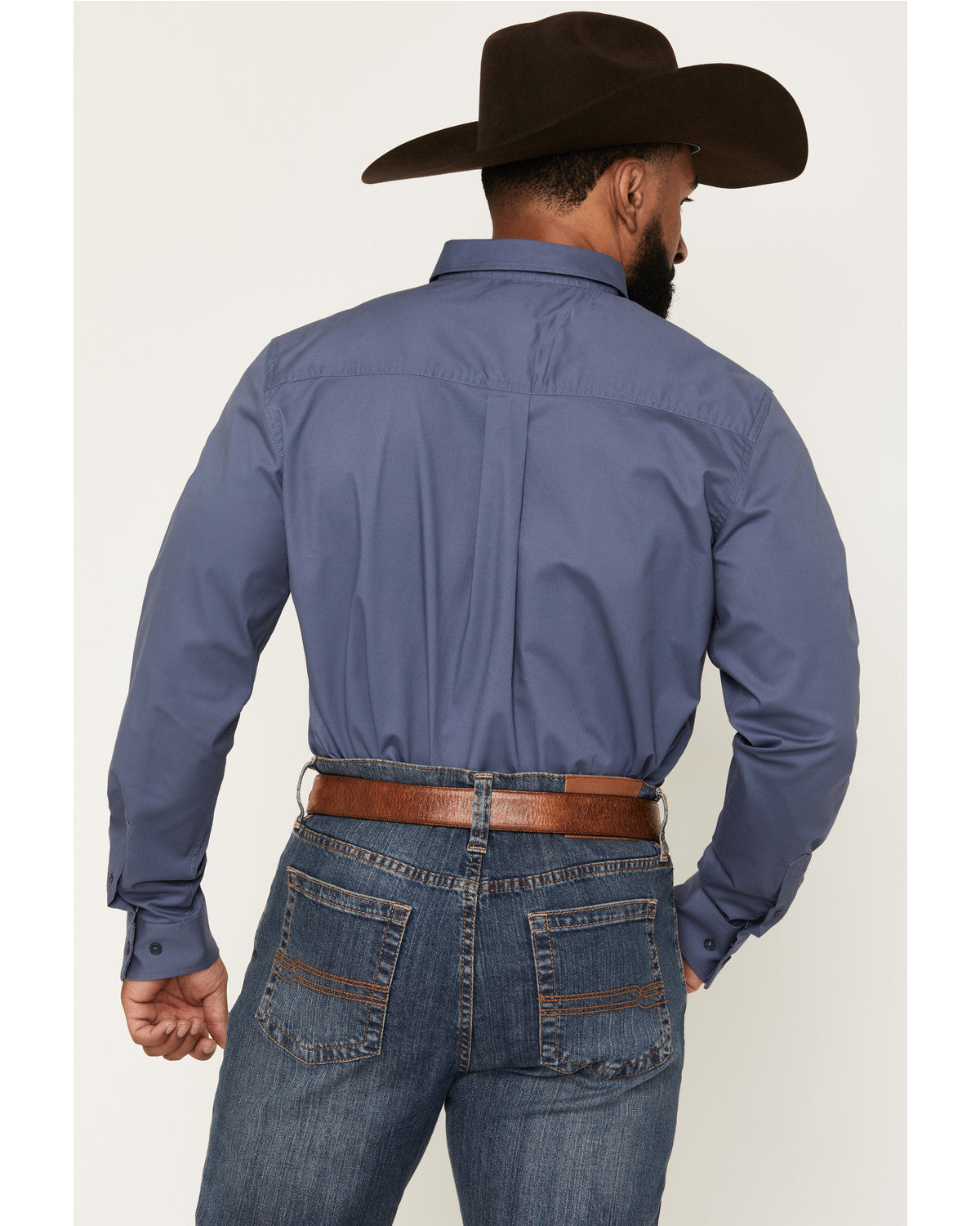 Men's Solid Long Sleeve Button-Down Stretch Western Shirt - Slate