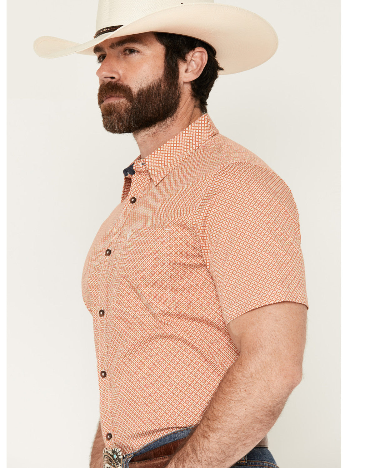 Men's Grill And Greet Medallion Print Short Sleeve Stretch Red