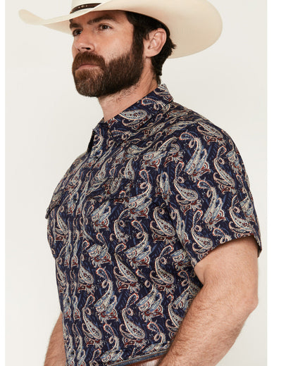 Men's Easy Livin' Paisley Print Short Sleeve Snap Western S Navy