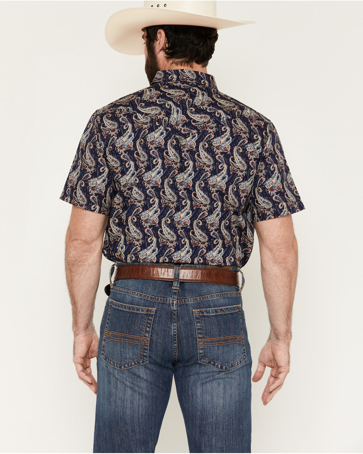 Men's Easy Livin' Paisley Print Short Sleeve Snap Western S Navy