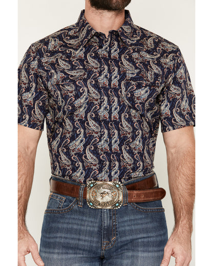 Men's Easy Livin' Paisley Print Short Sleeve Snap Western S Navy