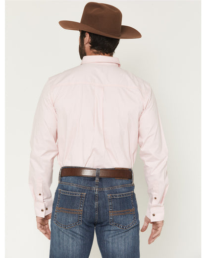 Men's Basic Solid Long Sleeve Button-Down Stretch Western S Pink