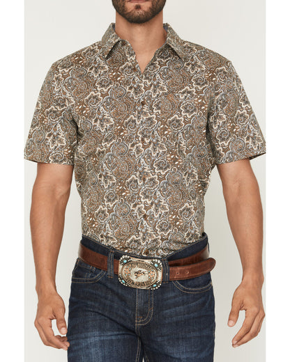 Men's Wells Floral Paisley Print Short Sleeve Button-Down S Rust Copper