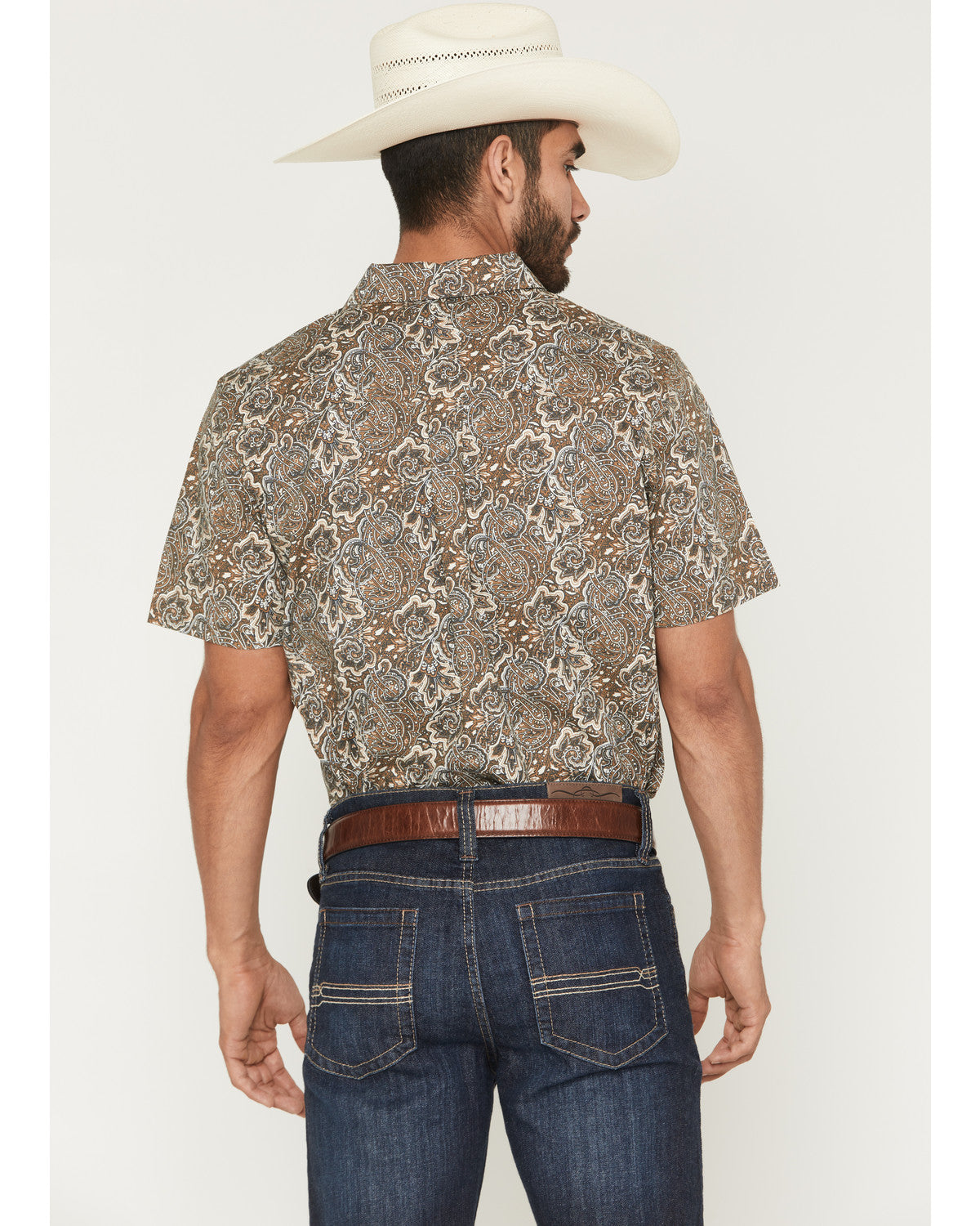 Men's Wells Floral Paisley Print Short Sleeve Button-Down S Rust Copper