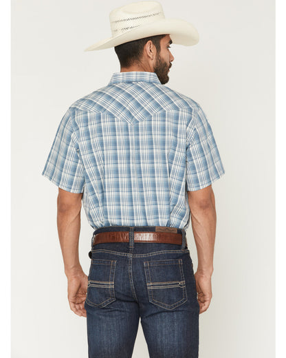 Men's Briggs Plaid Print Short Sleeve Snap Western Shirt - Blue