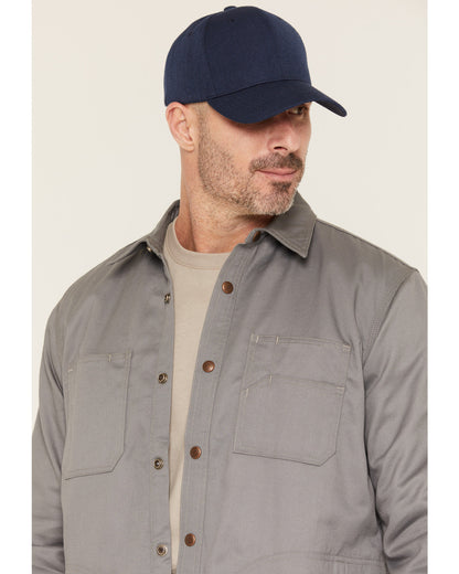 Men's FR Solid Lined Long Sleeve Snap Work Shirt Jacket Grey