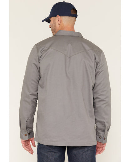Men's FR Solid Lined Long Sleeve Snap Work Shirt Jacket Grey