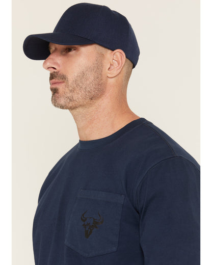 Men's FR Pocket Bull Solid Snap Long Sleeve Work Shirt Navy