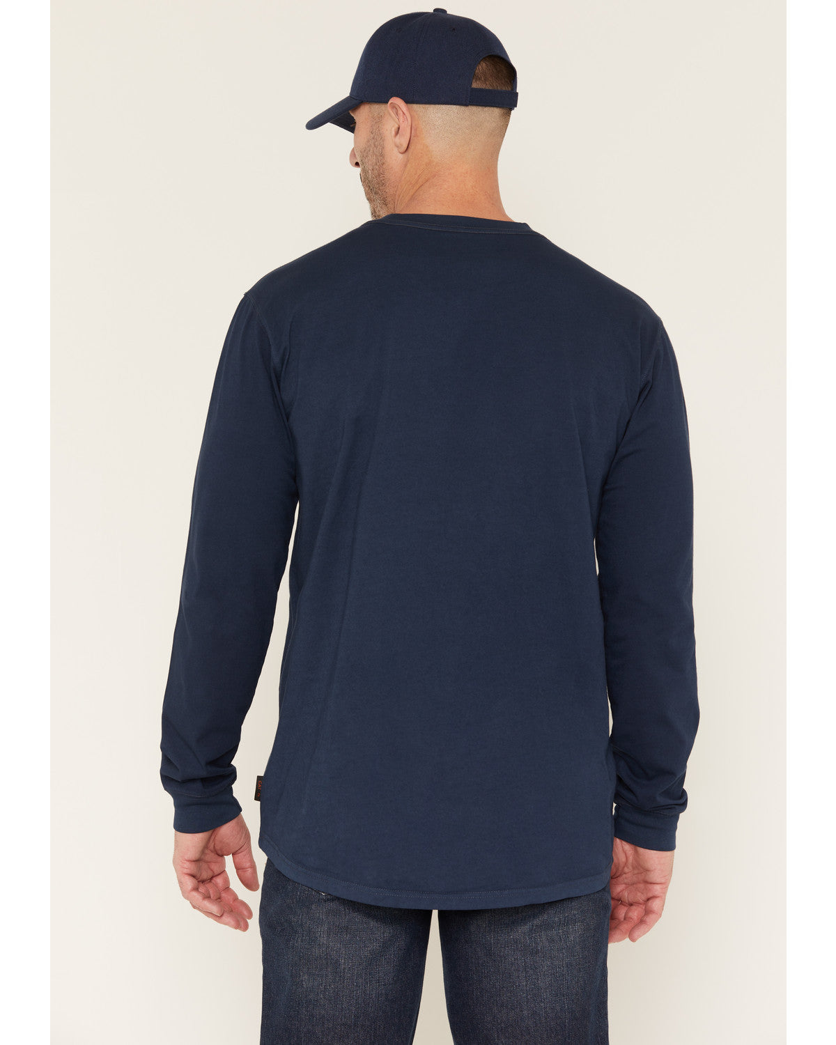 Men's FR Pocket Bull Solid Snap Long Sleeve Work Shirt Navy